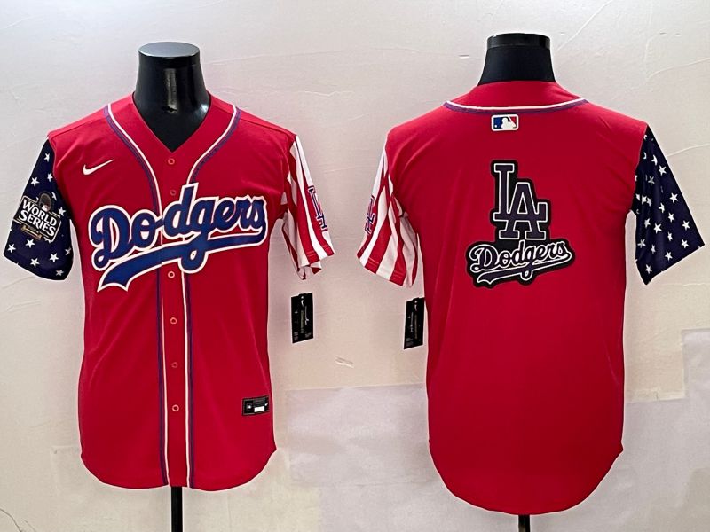 Men Los Angeles Dodgers Blank Red a generation of national flags Joint name 2025 Nike MLB Jersey style 27